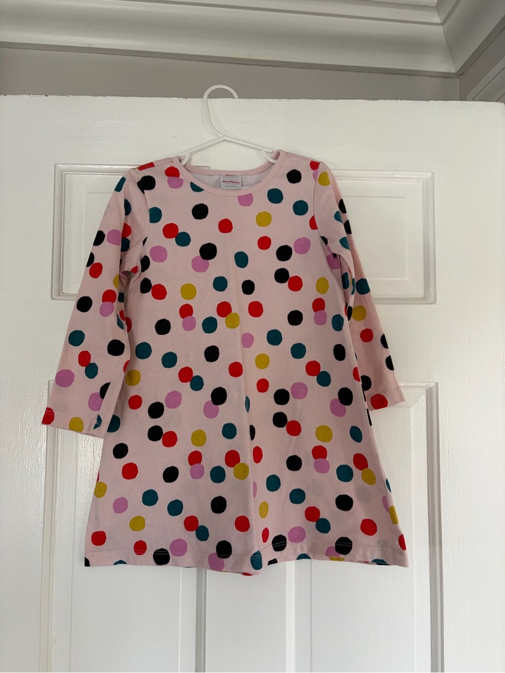 Hanna Andersson Girl’s Pink Polka Dot Confetti Long Sleeve Dress size 4